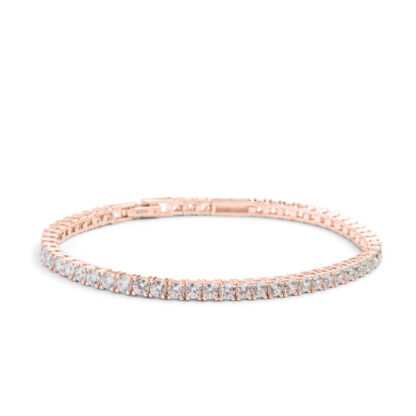 AMOONIC Damen Tennisarmband Match aus Silber 925 Rosegold vergoldet mit Zirkoniasteinen - Armband mit Gravur für Namen - Perfektes Geschenk für Sie*