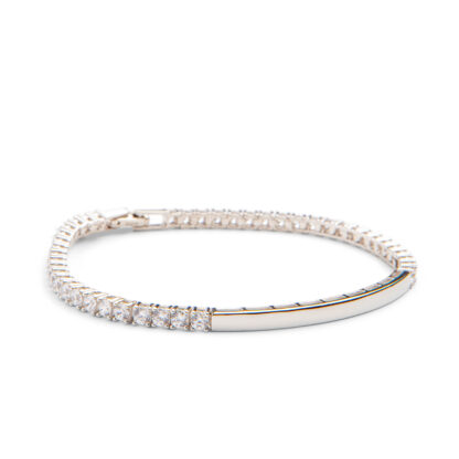 AMOONIC Damen Tennisarmband Serena aus 925er Silber mit Zirkonias - Personalisierbares Identarmband - Frauen Armkette als Geschenk für Sie*