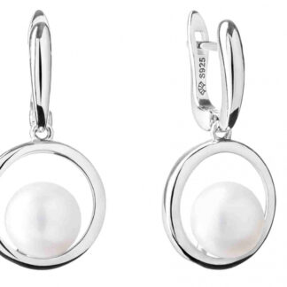 Casual Perlenohrhänger weiß rund 8.5-9 mm, Englischer Verschluss 925er Silber, Gaura Pearls, Estland*