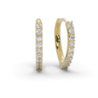 Creolen Gelbgold (Silber 925 vergoldet) Damen Ohrringe von AMOONIC I Tropfen Kreolen klein mit Zirkonia-Steinen I Klappcreolen Hoops | Schmuck Geschenk für Frauen*