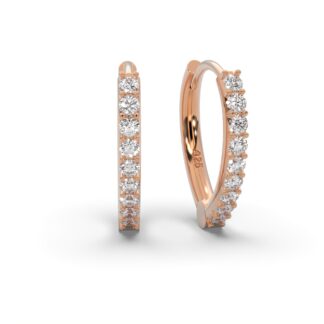 Creolen Rosegold (Silber 925 vergoldet) Damen Ohrringe von AMOONIC I Tropfen Kreolen klein mit Zirkonia-Steinen I Klappcreolen Hoops | Schmuck Geschenk für Frauen*
