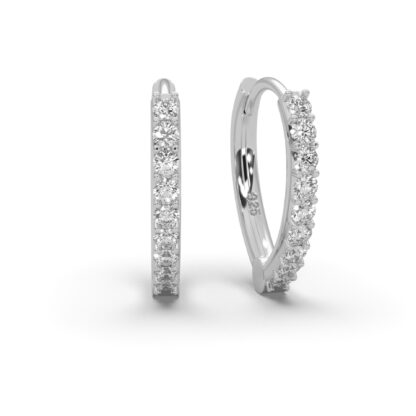 Creolen Silber 925 Damen Ohrringe von AMOONIC I Kreolen klein in Tropfenform mit Zirkonia-Steinen I Silberohrringe Hoops | Schmuck Geschenk für Frauen*