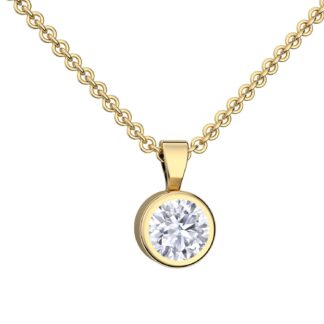 Damenkette Gelbgold (Silber 925 hochwertig vergoldet) Halskette mit kleinem runden Anhänger Zirkonia Stein Silberkette Frauen Damen feine edle Kette*