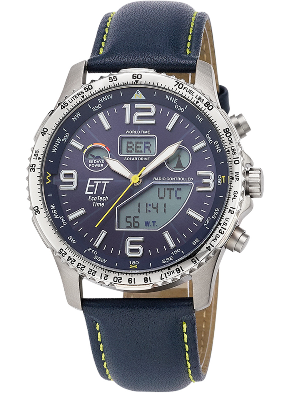 ETT EGT-11574-31L Herrenuhr Solar Titan Funkuhr 43mm 10ATM*