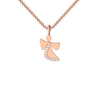 Engelanhänger Engel Kette Rotgold hochwertig vergoldet Zirkonia Schutzengel Anhänger Engelanhänger  inkl. Luxus-Etui +  Taufkette Engel für Kinder*