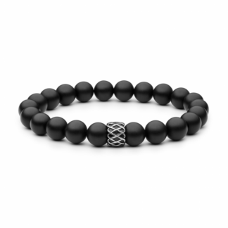 Gaura Pearls Armband Herren - Onyx, matt, rund, Stahl*