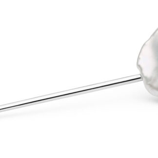 Gaura Pearls Brosche - weiß, halbrund, Edison Perle, 13 mm, 925 Silber, rhodiniert*