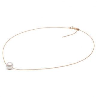 Gaura Pearls Goldkette - weiß, rund, 9 mm, 37-40 cm, Federring, 585 Roségold*