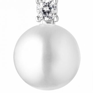 Gaura Pearls Perlenanhänger - weiß, rund, 9,5 mm, Zirkonia, 925 Silber, rhodiniert*