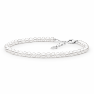 Gaura Pearls Perlenarmband - weiß, 18-21 cm, 5 mm, 925 Silber*