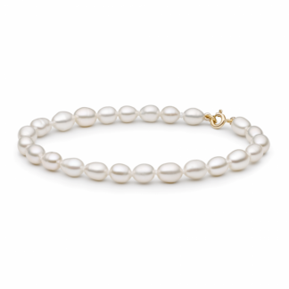 Gaura Pearls Perlenarmband - weiß, 18 cm, reis, 375 Gelbgold*