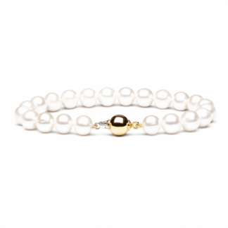 Gaura Pearls Perlenarmband - weiß, 8 mm, 585 Weiß/Gelbgold*