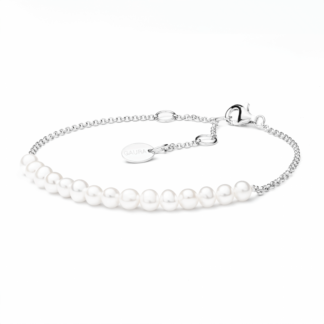 Gaura Pearls Perlenarmband - weiß, rund, 4 mm, 17-20 cm, 925 Silber, rhodiniert*