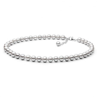 Gaura Pearls Perlenkette - grau, rund, 45-48 cm, 925 Silber*