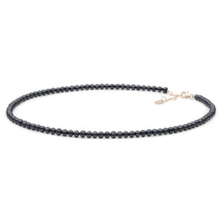 Gaura Pearls Perlenkette - schwarz, rund, 4 mm, 38-41 cm, 585 Roségold plattiert*
