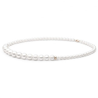 Gaura Pearls Perlenkette - weiß, 45 cm, 585 Roségold plattiert*