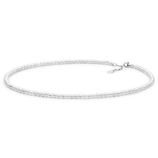 Gaura Pearls Perlenkette - weiß, rund, 4.5 mm, 40-43 cm, 925 Silber*