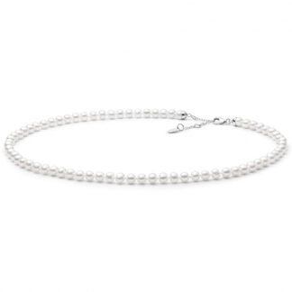 Gaura Pearls Perlenkette - weiß, rund, 5 mm, 40-43 cm, 925 Silber*