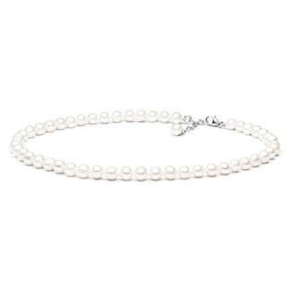 Gaura Pearls Perlenkette - weiß, rund, 7 mm, 40-43 cm, 925 Silber, rhodiniert*
