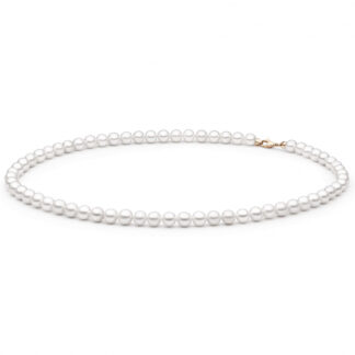 Gaura Pearls Perlenkette - weiß, rund, 7 mm, 40 cm, 585 Roségold*