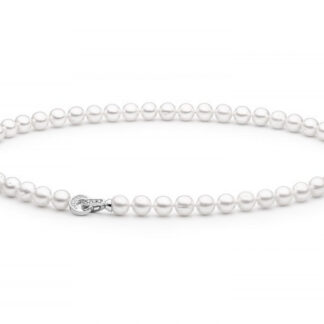 Gaura Pearls Perlenkette - weiß, rund, 8 mm, Zirkonia, 55 cm, 925 Silber, rhodiniert*