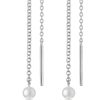 Gaura Pearls Perlenohrhänger - weiß, 5 mm, 925 Silber, rhodiniert*