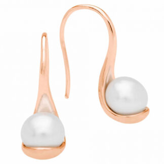 Gaura Pearls Perlenohrhänger - weiß, 585 Roségold plattiert*