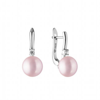 Gaura Pearls Perlenohrringe - lavendel, 10 mm, Zirkonia, Klappverschluss, 925 Silber, rhodiniert*