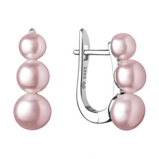 Gaura Pearls Perlenohrringe - lavendel, 3 Perlen, rund, 7,5 mm, Klappverschluss, 925 Silber, rhodiniert*