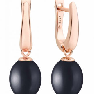 Gaura Pearls Perlenohrringe - schwarz, oval, 585 Roségold plattiert*