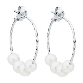 Gaura Pearls Perlenohrringe - weiß, 4 Perlen, 5,5 mm, 925 Silber, rhodiniert*