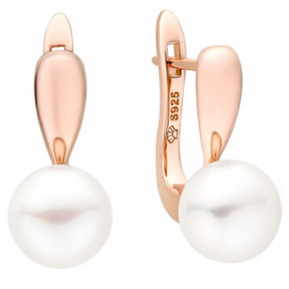 Gaura Pearls Perlenohrringe - weiß, 9 mm, 585 Roségold plattiert*