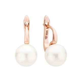 Gaura Pearls Perlenohrringe - weiß, button, 10 mm, Roségold plattiert*