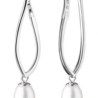 Gaura Pearls Perlenohrringe - weiß, oval, 7 mm, 925 Silber*