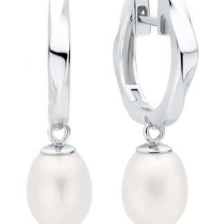 Gaura Pearls Perlenohrringe - weiß, oval, 8 mm, 925 Silber*