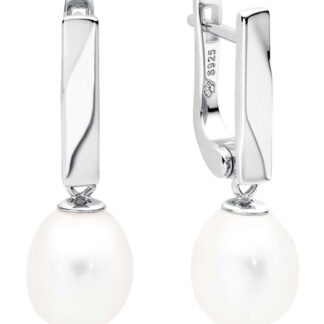Gaura Pearls Perlenohrringe - weiß, oval, modern,  925 Silber*