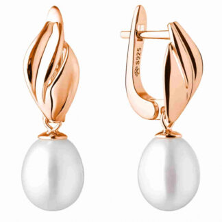 Gaura Pearls Perlenohrringe - weiß, reis, 9 mm, 585 Roségold plattiert*