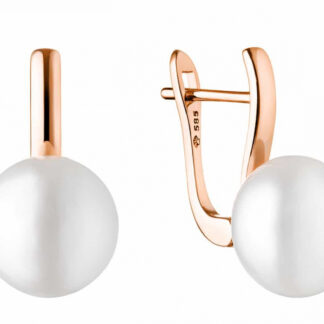 Gaura Pearls Perlenohrringe - weiß, rund, 10,5 mm, Klappverschluss, 585 Roségold*