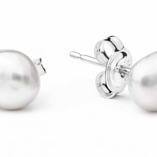 Gaura Pearls Perlenohrstecker - Keshi, weiß, barock, 7 mm, 925 Silber, rhodiniert*