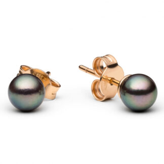 Gaura Pearls Perlenohrstecker - Tahiti, schwarz, rund, 6 mm, 585 Roségold*
