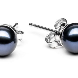Gaura Pearls Perlenohrstecker - schwarz, 6 mm, 925 Silber*