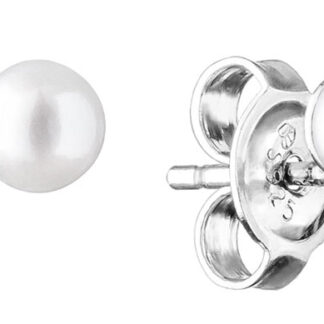 Gaura Pearls Perlenohrstecker - weiß, 3 Perlen, rund, 4 mm, 925 Silber, rhodiniert*