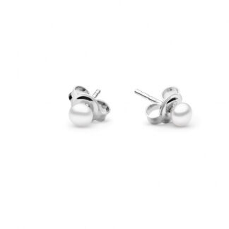 Gaura Pearls Perlenohrstecker - weiß, 4 mm, 925 Silber*