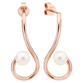 Gaura Pearls Perlenohrstecker - weiß, rund, 6 mm, 585 Roségold plattiert*