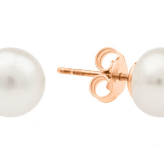 Gaura Pearls Perlenohrstecker - weiß, rund, 7 mm, 585 Roségold*