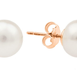 Gaura Pearls Perlenohrstecker - weiß, rund, 9 mm, 585 Roségold*