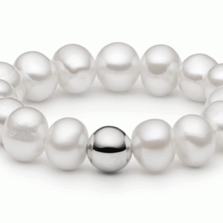 Gaura Pearls Perlenring - weiß, kleine Perlen, flex, 925 Silber*