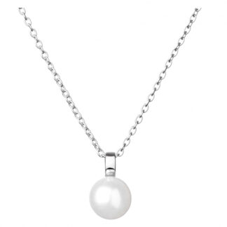 Gaura Pearls Silberkette - weiß, 7 mm, 40-47 cm, 925 Silber, rhodiniert*
