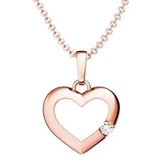 Halskette Damen Herz Rosegold Kette mit Herzanhänger mit Zirkonia Stein *Silber 925 vergoldet* Geschenke für Damen Schmuck für Frauen Herz Kette Rose*