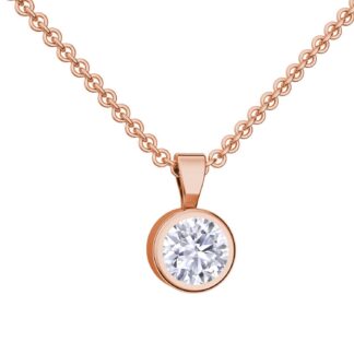 Halskette Rosegold Kette mit Anhänger Zirkonia Stein Silberkette für Frauen Damenkette für Frau Freundin rund vergoldet rose Geschenkidee Schmuck*